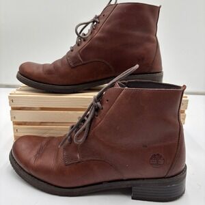 Timberland Womens Leather Ankle Boots Brown ReBOTL Lace-Up Size 7‎ EU 38